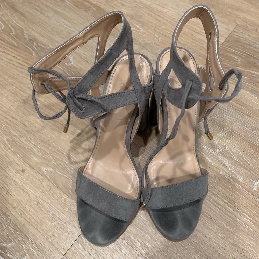 grey open toe heeled sandals